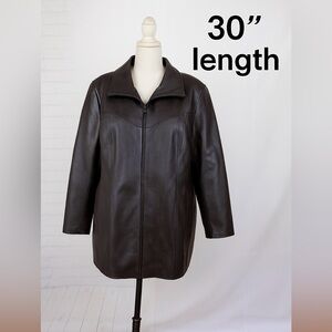 Women Within Women’s 100% Genuine Leather Zip Front Dk Brown Jacket Plus Sz 22W